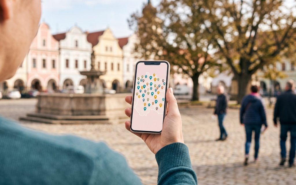 Telefon s mapou podnětů od obyvatel na náměstí